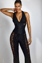 Martha Halter Neck Sheer Lace Jumpsuit