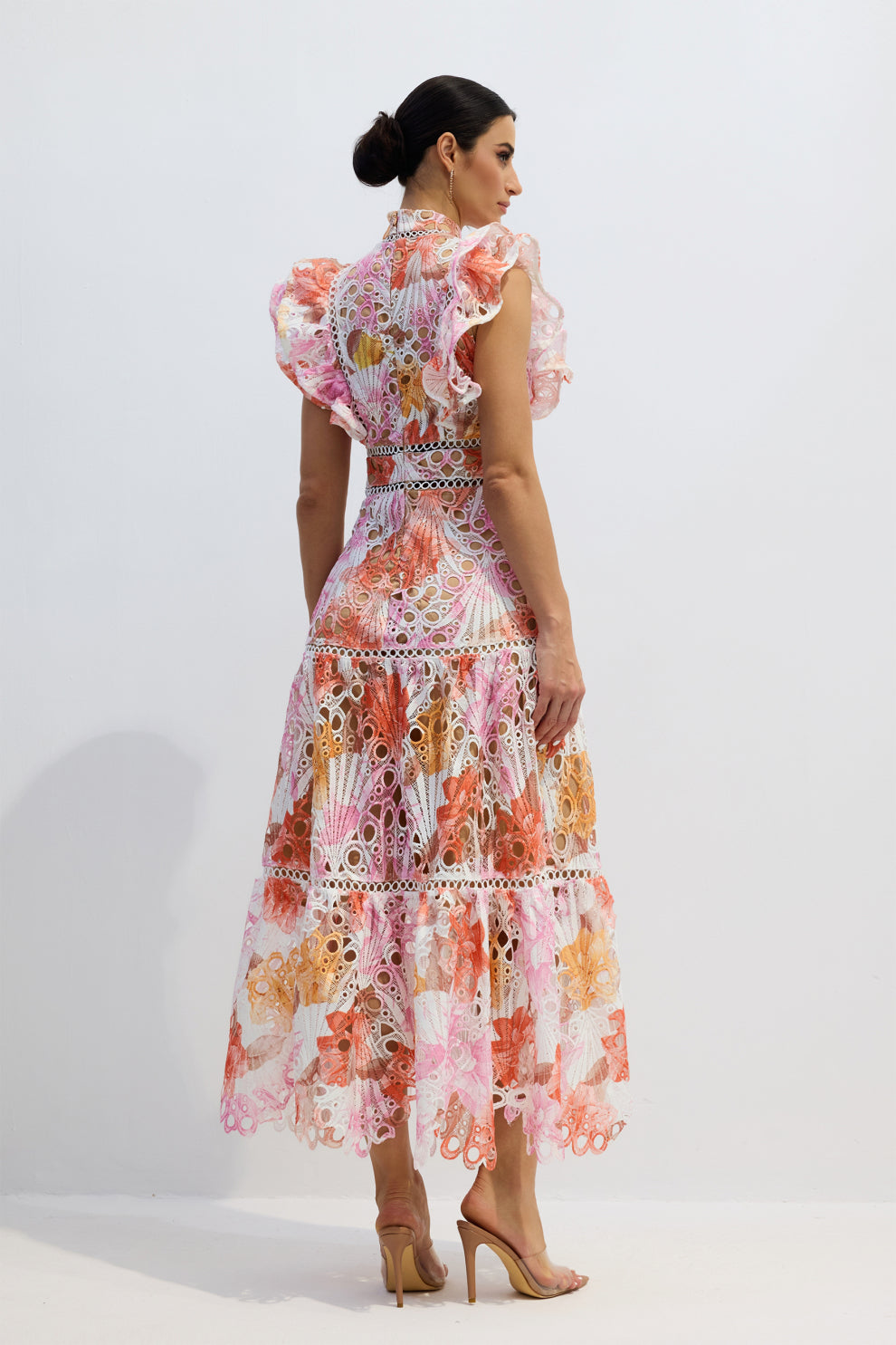 Hilda Printed Lace Embroidered Long Dress
