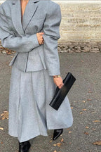 Georgia Collar Blazer Midi Skirt Set