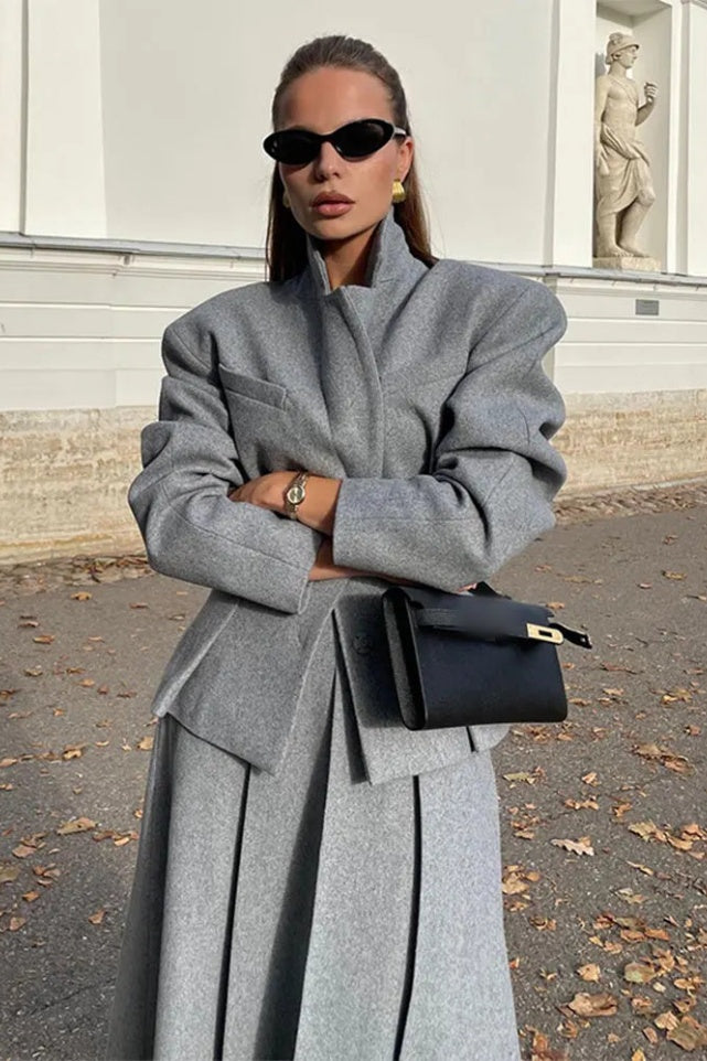 Georgia Collar Blazer Midi Skirt Set