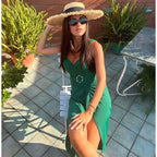 Vintage Green Belted Swimsuit Set