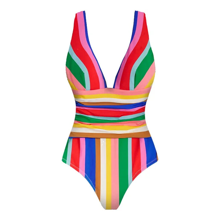 Colorful Striped Swimsuit Set