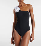 3D Floral One-Shoulder and Strapless Swimsuit Set