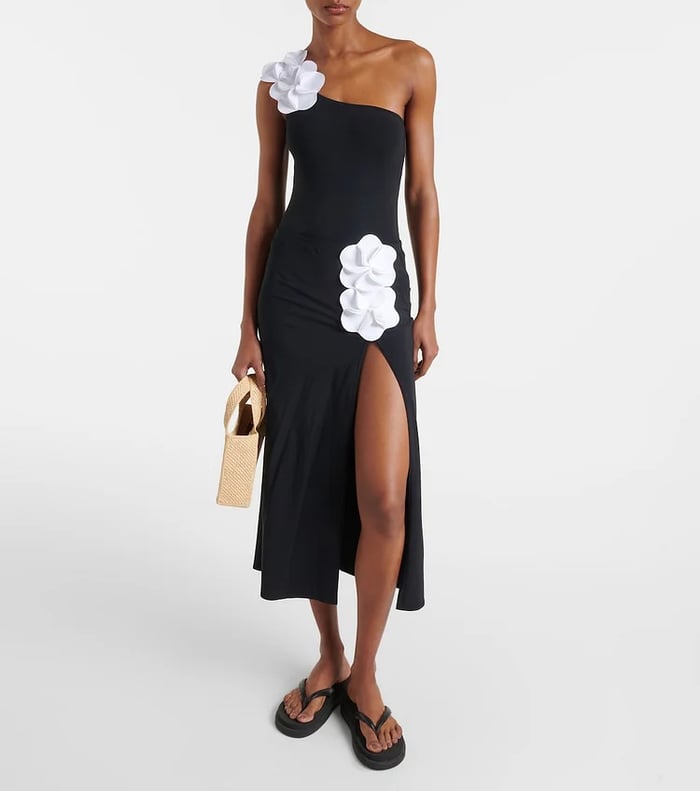 3D Floral One-Shoulder and Strapless Swimsuit Set