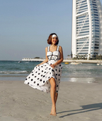 Black and White Swimsuit Set with Bow Front Trim