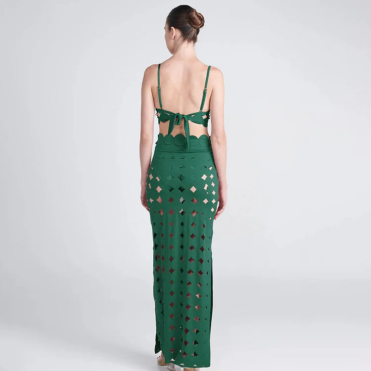 Green Laser Cut Circular Bikini Set