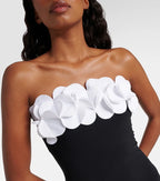 3D Floral One-Shoulder and Strapless Swimsuit Set
