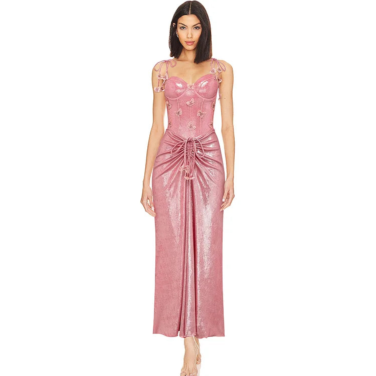 Pink Swimsuit Set with Shiny Butterfly Details