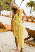 Yellow Lily Patterned Swimsuit Set