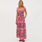 Ribboned Floral Pattern Swimsuit Set