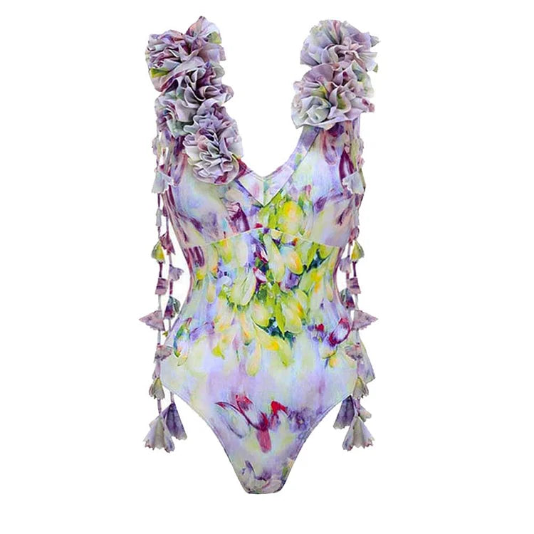 Ivy Flower Detail Swimsuit Set
