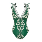 Green Strappy Swimsuit Set with Ruffles