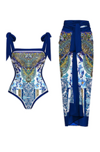 Tile Pattern Double-Sided Swimsuit Set