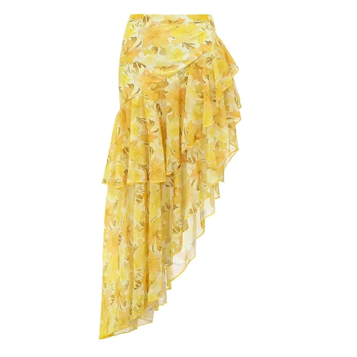 Yellow Lily Patterned Swimsuit Set