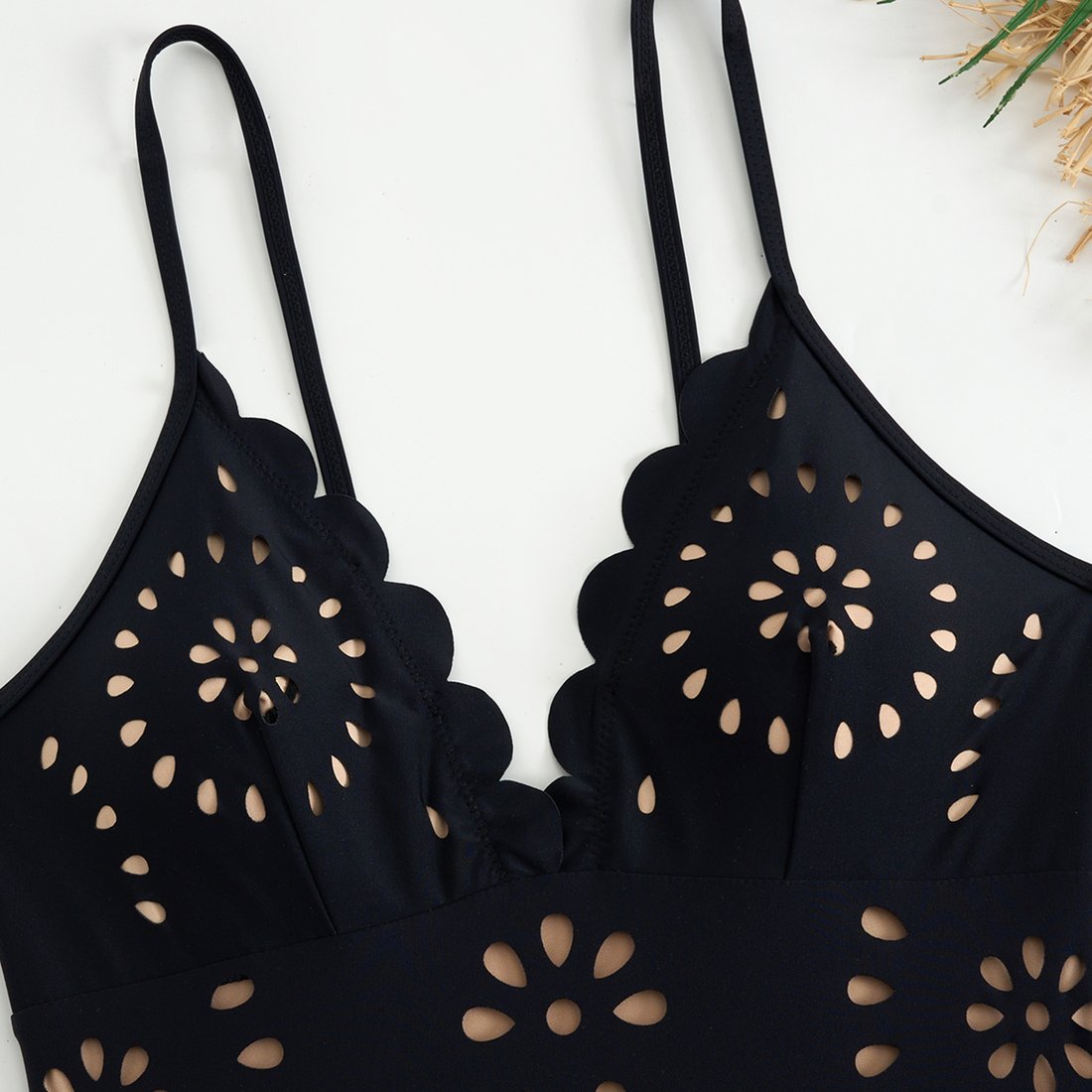 Vanera Laser Cut Floral Pattern Swimsuit Set