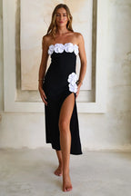3D Floral One-Shoulder and Strapless Swimsuit Set