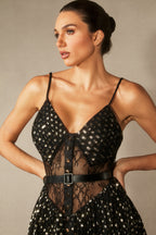 Andrea V-Neck Semi-Sheer Chiffon Long Dress