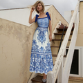Blue and White Porcelain Patterned Swimsuit Set