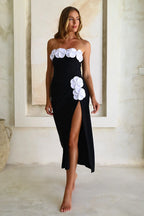 3D Floral One-Shoulder and Strapless Swimsuit Set