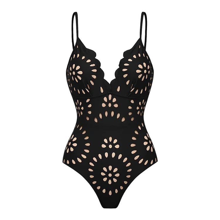 Vanera Laser Cut Floral Pattern Swimsuit Set