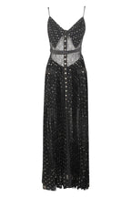 Andrea V-Neck Semi-Sheer Chiffon Long Dress