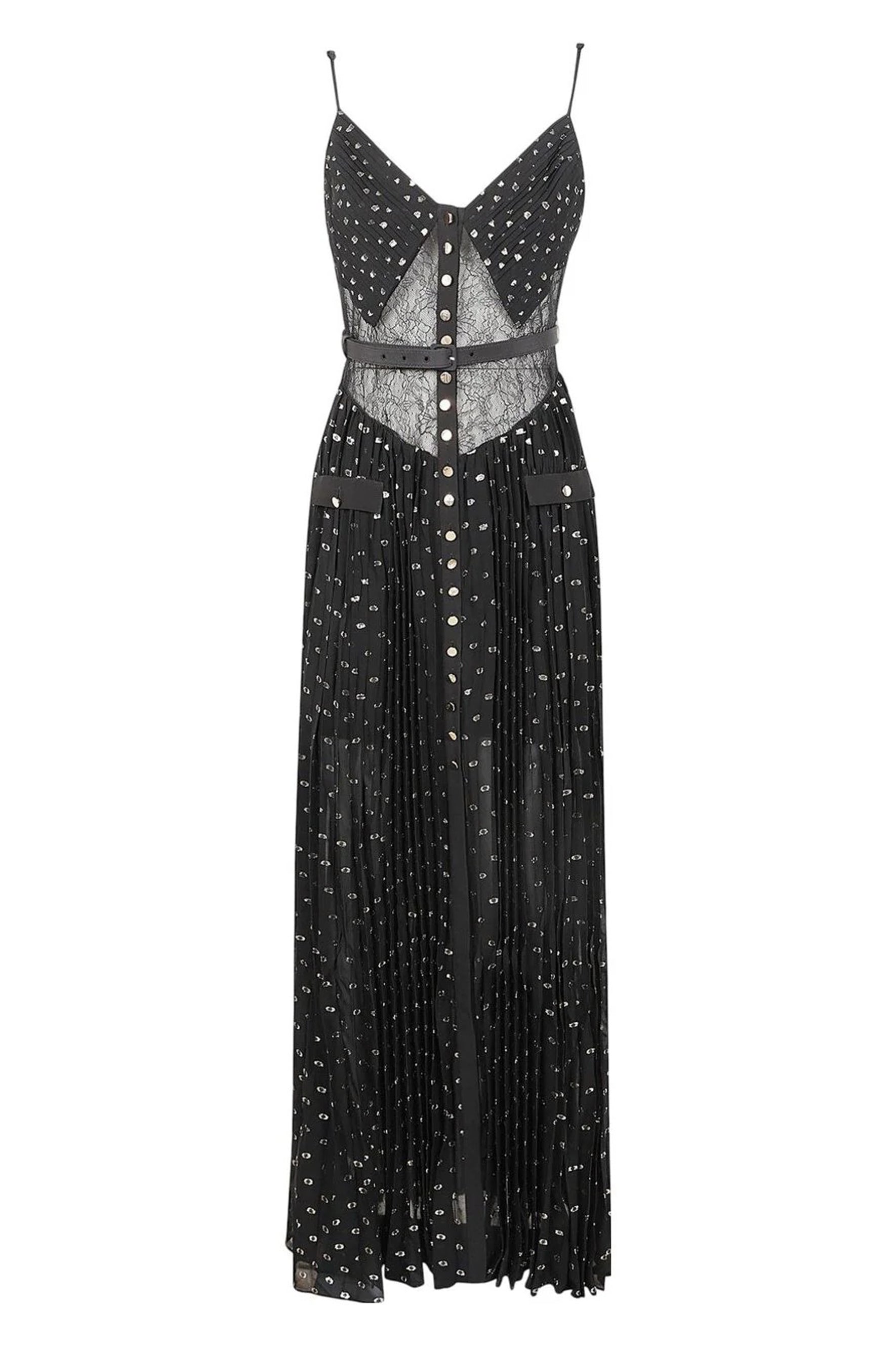 Andrea V-Neck Semi-Sheer Chiffon Long Dress